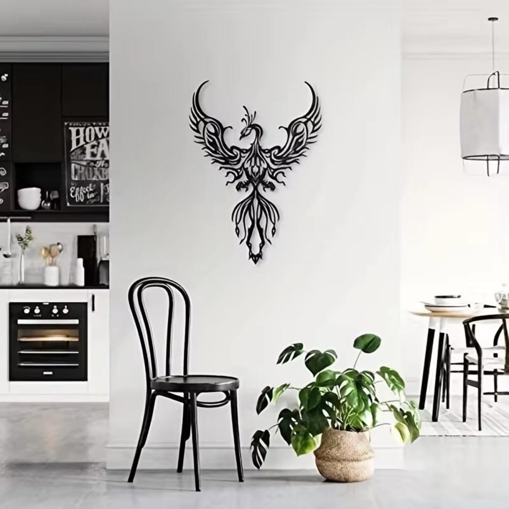 Metal Phoenix Design Hanging Wall Decor – Stylish Art for Indoor Living Room & Office, Elegant Metal Wall Hanging for Home Decor