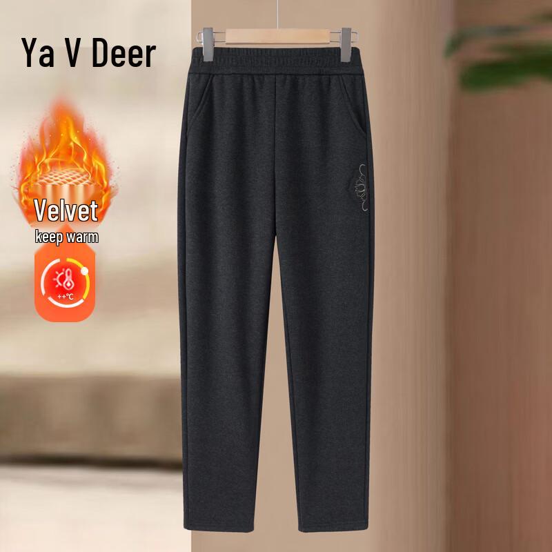 

Yalu Women s Autumn/Winter Fleece-Lined Straight-Leg Pants 2XL