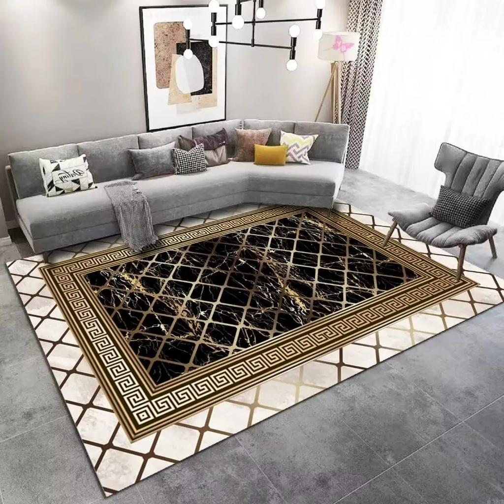 Gold Striped Patchwork Carpet Large Floor Mat for Living Room Washable Anti-slip Kitchen Door Mats Home Bedroom Area Decor Rug