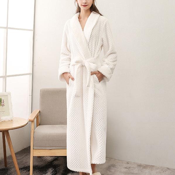 Peignoir à manches longues en polaire corail, vêtements de maison, flanelle épaisse, vêtements de nuit pour couple, gris, automne hiver, vêtements de détente amples