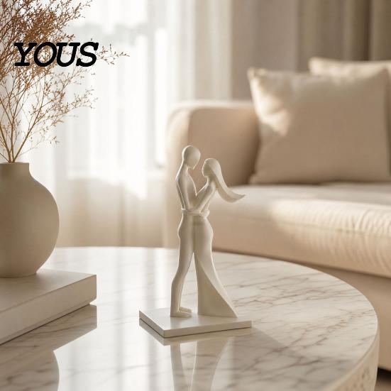 Durable Couple Statue Figurine, 3D Printed Hugging Statue, Modern Romantic Desktop Sculpture for Living Room, Bedroom, Office, Shelf, Table