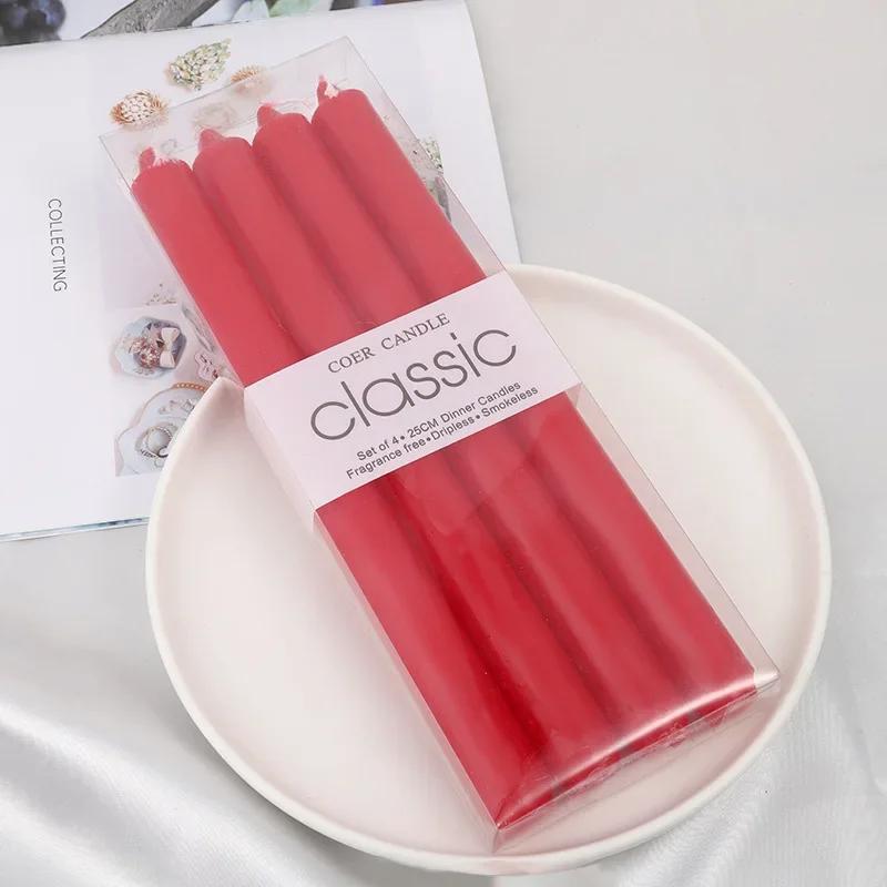 

Solid Color Minimalist European Romantic Pearl Dinner Wedding Decoration Candle Home Long Straight Pole Candle Western Style красный