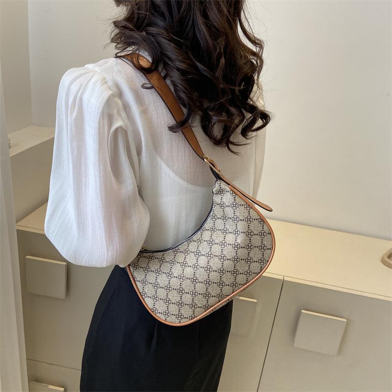 Pu Vintage Stylish New Moon Shoulder Bag In Chic Coffee And Cream Colors Perfect For Use Everyday