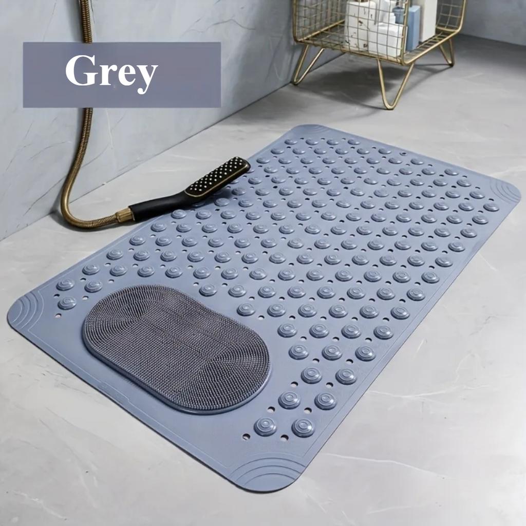Non Slip Soft PVC Bath Mat with Suction Cups Massage Bumps Foot Cleaning Strong Drainage Bathroom Safety Rug Bathroom Carpet