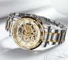 FORSINING Winner Retro Manual Skeleton Watch with Diamond Carving Flower Craft Roman Numerals Silver White Men