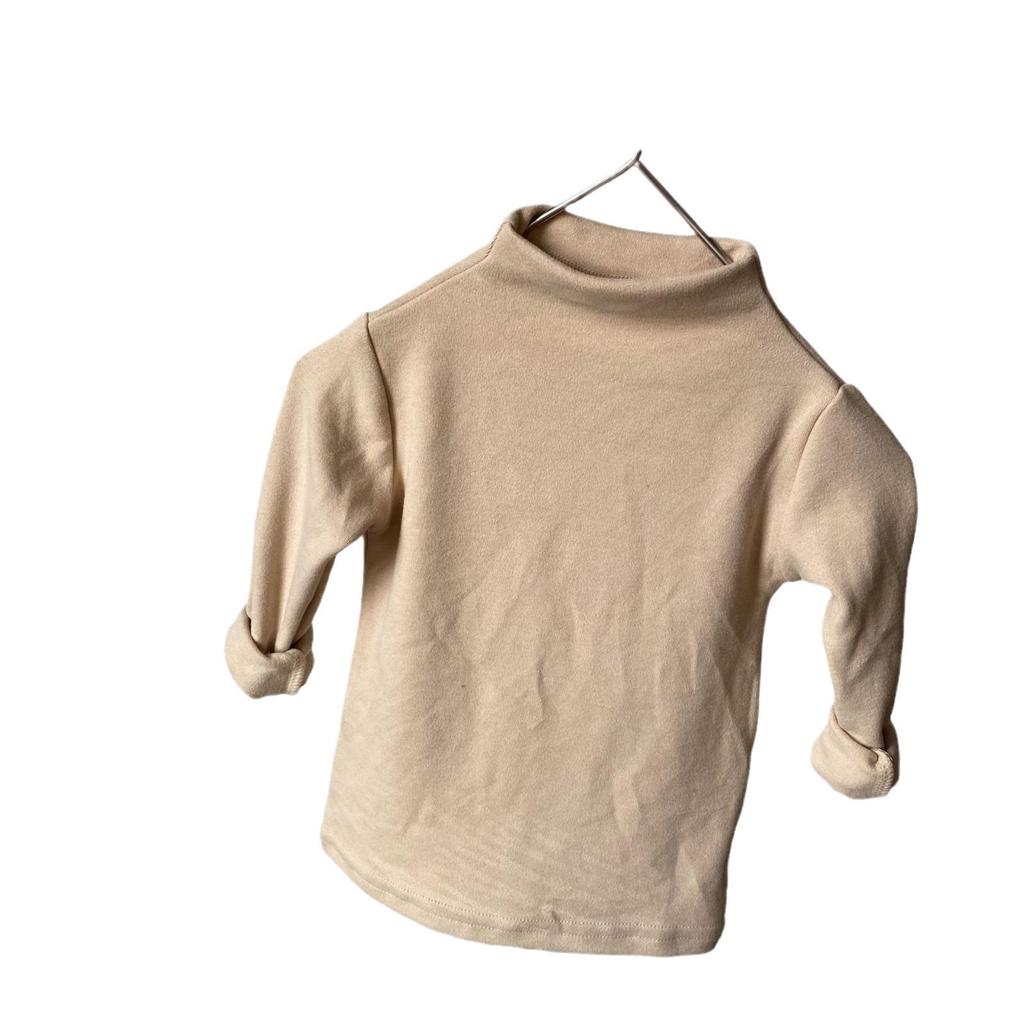 GL-Kids Koszulka bawełniana w stylu koreańskim - Szczotkowana, Pogrubiona, Półwysoki dekolt, Jesień/Zima, Unisex dla chłopców i dziewczynek.