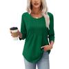 Autumn New Women's Long Sleeve Top Fashion Casual Pleated Low Crew Neck Women's Shirt