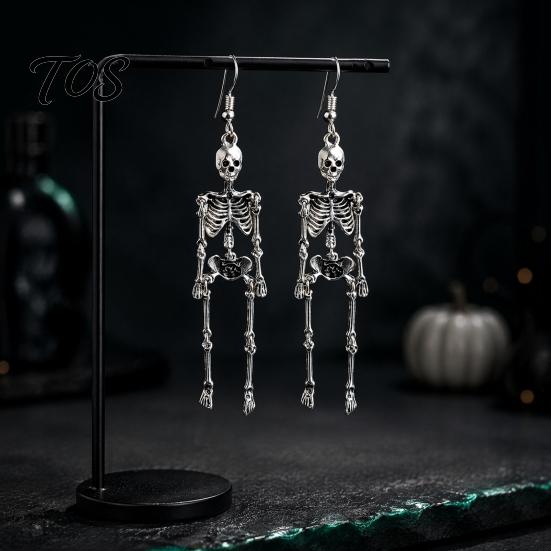 Vintage Style Earrings 1 Pair Halloween Earrings, Spooky Gothic Skeleton Dangle Skull Jewelry Drop Punk Articulated for Women Unique Costume