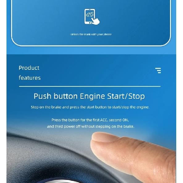 Universelt biltrykknapp start/stopp nøkkelfri adgang startsystem mobiltelefon Bluetooth APP PKE fjernkontroll tenning bilalarm