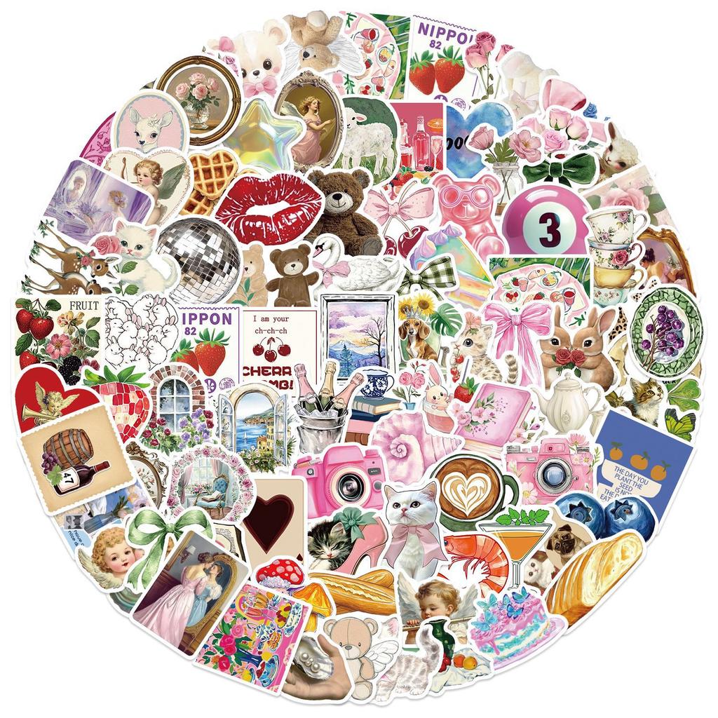 100 Y2K Pink Aesthetic Stickers Decorate Guitar Laptop Suitcase DIY Waterproof
