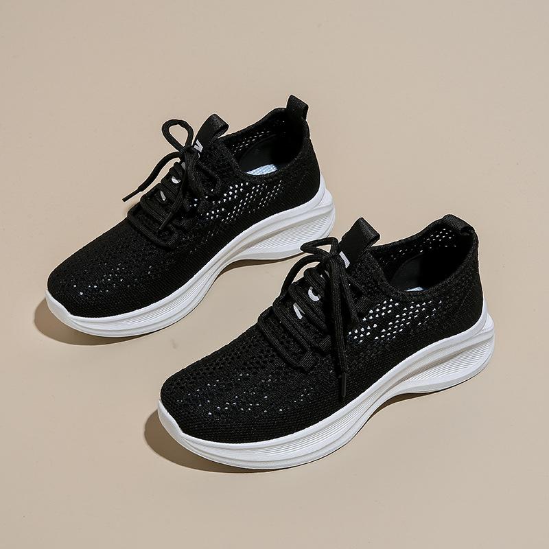 Women's Sneakers Lightweight Breathable Running Shoes Soft Soles Non-slip Student Training Shoes Fashion Thick Soled White Shoes