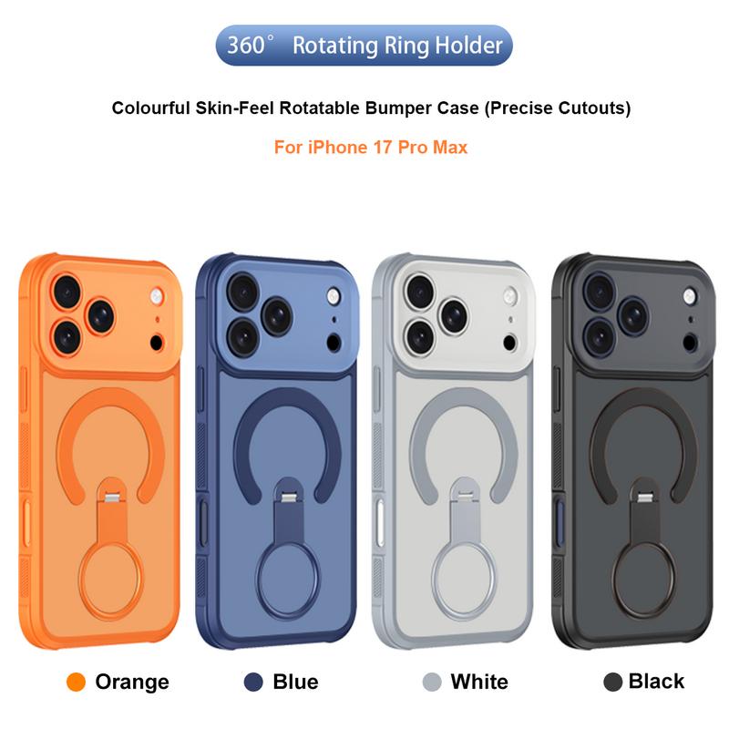 Magnetic For Magsafe Stand Phone Case For iPhone 17 Pro Max 16 15 14 13 Luxury 360 Rotating Ring Holder Protection Shockproof Cover