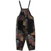 Tuta Jumpsuit in Denim Stampato da Donna Overall Casual Larga Vintage Taglie Forti