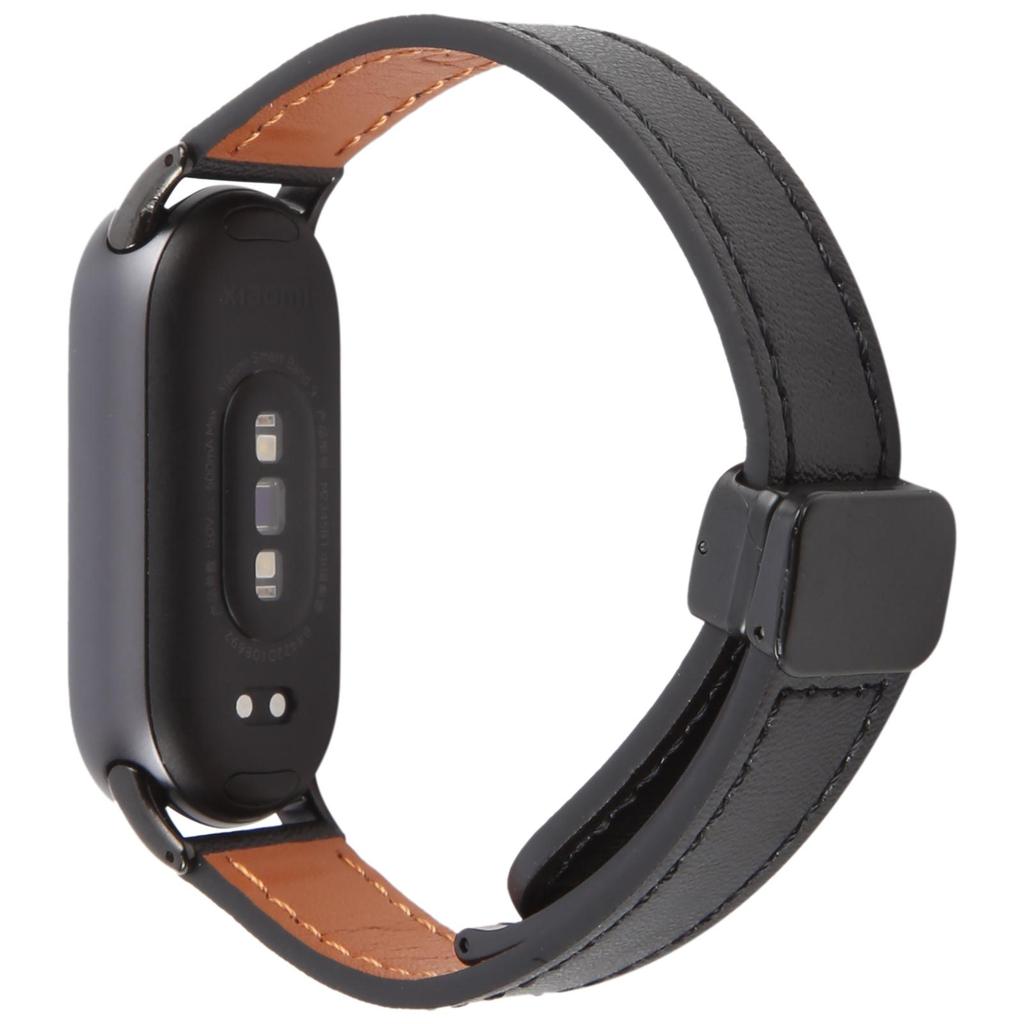 Für Xiaomi Smart Band 9/8 Faltbares Magnetisches Schwarzes Schnallen Mikrofaserleder Uhrenarmband