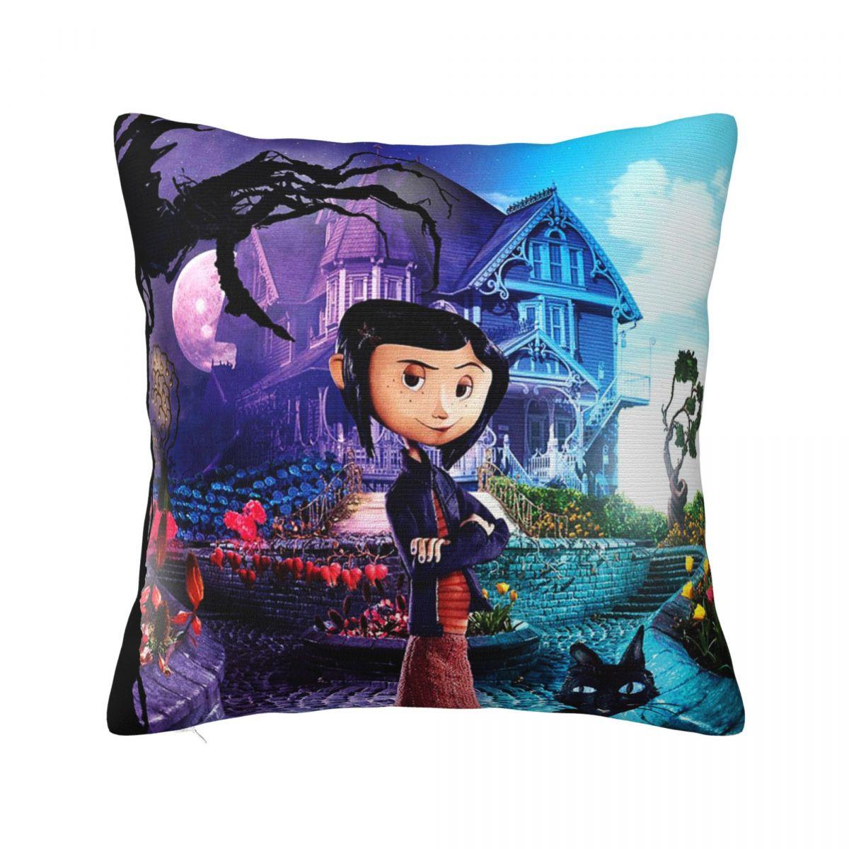 

Coraline Pillowcase Polyester Cushion Cover Gift the Secret Door Horror Girl Pillow Case Cover Home Square 40X40cm 30x30cm