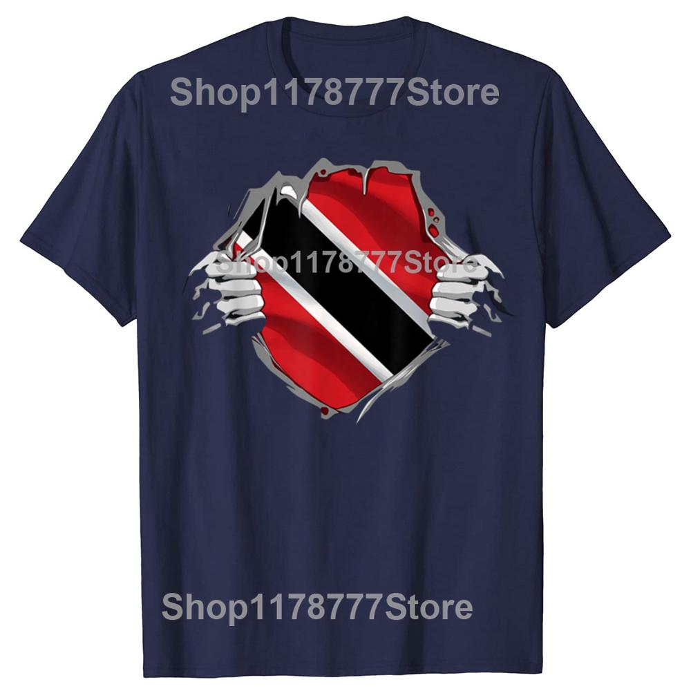 Funny Trinidad Flag Trinidadian T Shirts Cotton Streetwear Birthday Gifts Unisexs Clothing Fashion Casual Loose Oversized T Shirt