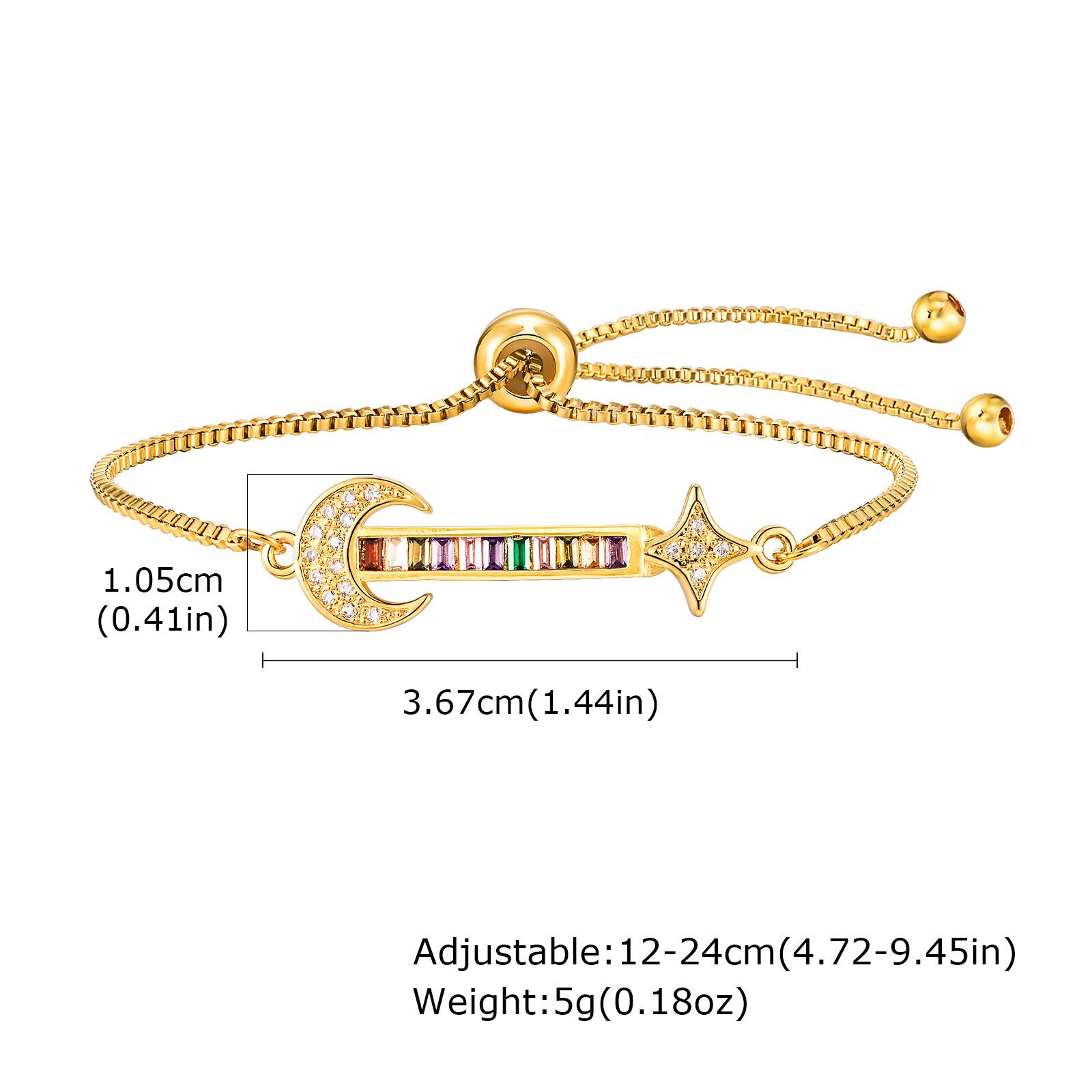 

Colored Zircon Stone Heart Women s Bracelet Moon Star Adjustable Box Chain Wristband Jewelry Gift For Girlfriend Valentine s Day