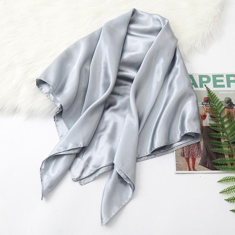 90*90cm Big Size Headwraps Solid Colors Neckerchief Hijab Women Satin Headband Hair Scarves Female Shawls Head Scarfs for Ladies