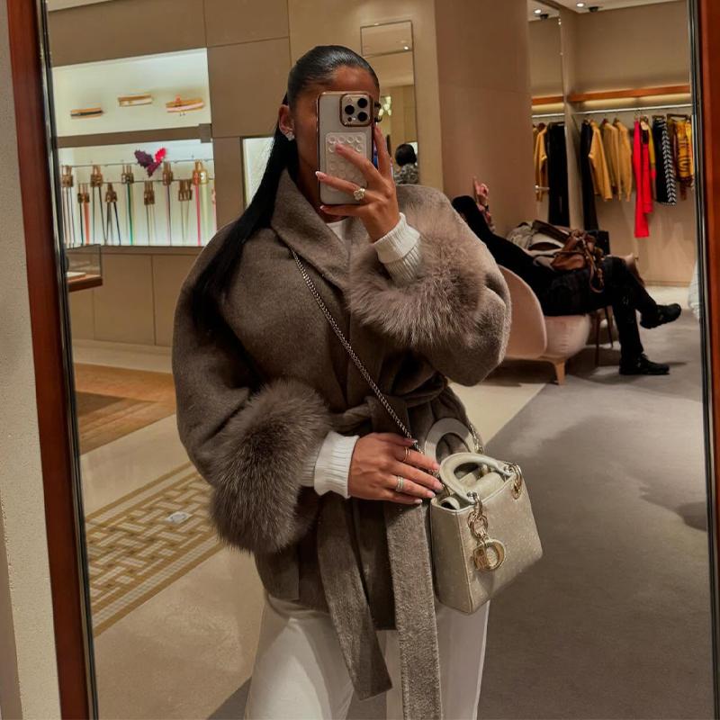 Lapel Tied Woolen Coat Women's Warm Comfortable Thick Cardigan Jacket Commute Retro Elegance Autumn/Winter 2025