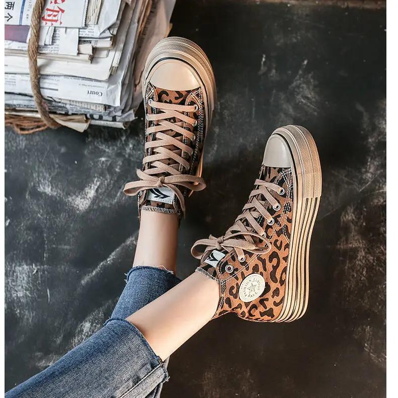 Fashion Spring Autumn Ladies Footwear Leopard Print Comfortable and Elegant New In Women's Canvas Shoes H Light Stylish High Quality 39