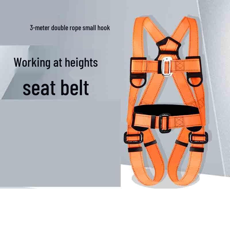 Linpan Five-Point Fall Protection Safety Harness with 3m Double Lanyard Standard