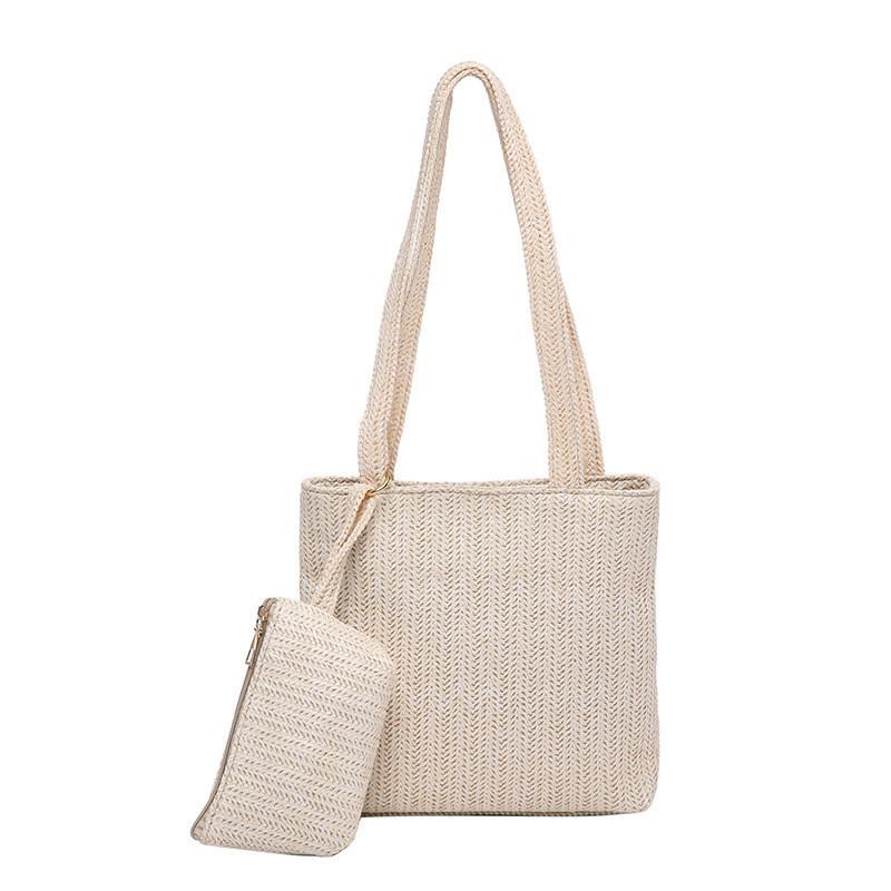 Retro Woven Shoulder Bag 2024 Spring New Street Fashion Medium Size Tote Bag белый