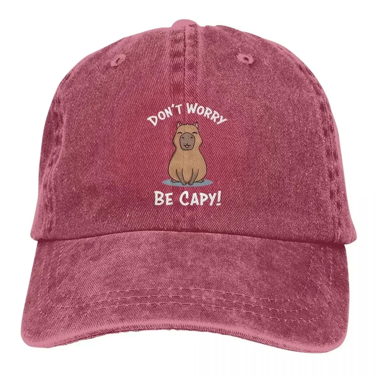 

Capybara Do Not Worry Retro Baseball Hat Cotton Sun Protaction Caps Unisex Casual Golf Hats One Size