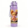1PC Curly Hair Girl Sunflower Field Print 750ml Color Plastic Sports Water Bottle Leakproof Flip Straw Lid Suitable for Sports Office Home Use