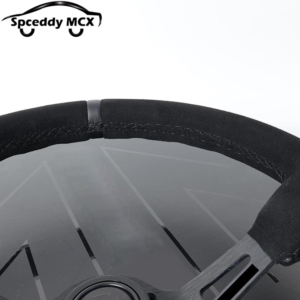 Black Edition 14inch 340mm Racing Sport Steering Wheel Suede Leather Deep Dish Mo25S0524