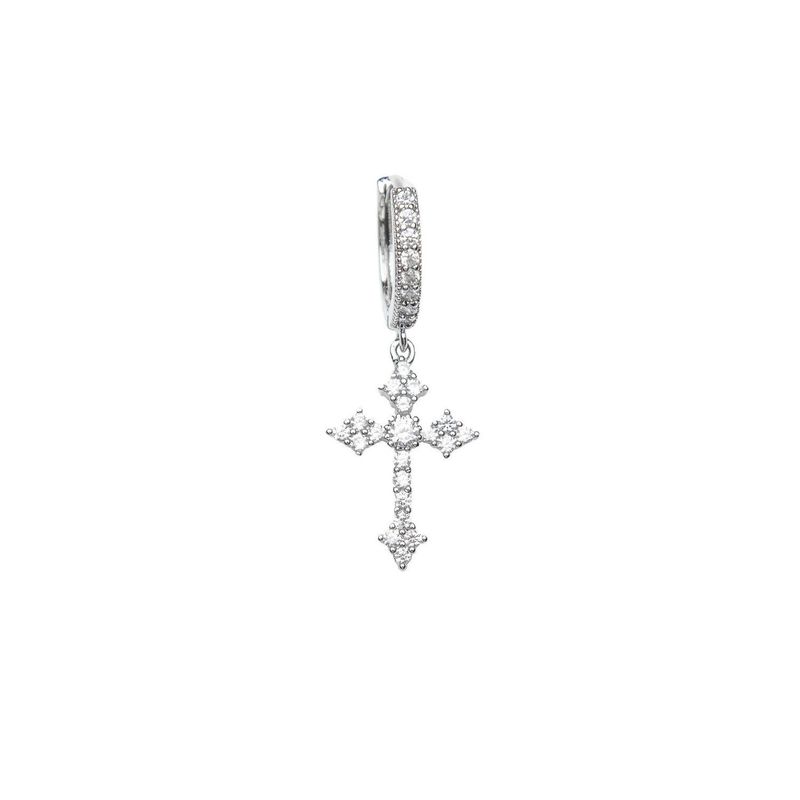 Micro-Inlaid Cross Ins Niche Style Zircon Hip Hop Earrings Full Diamond Cross Earrings - Single