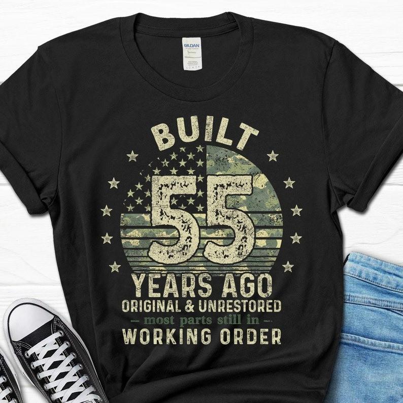55th Birthday Dad T-shirt, Built 55 years Ago Shirt, 55 Year Birthday Gift, L