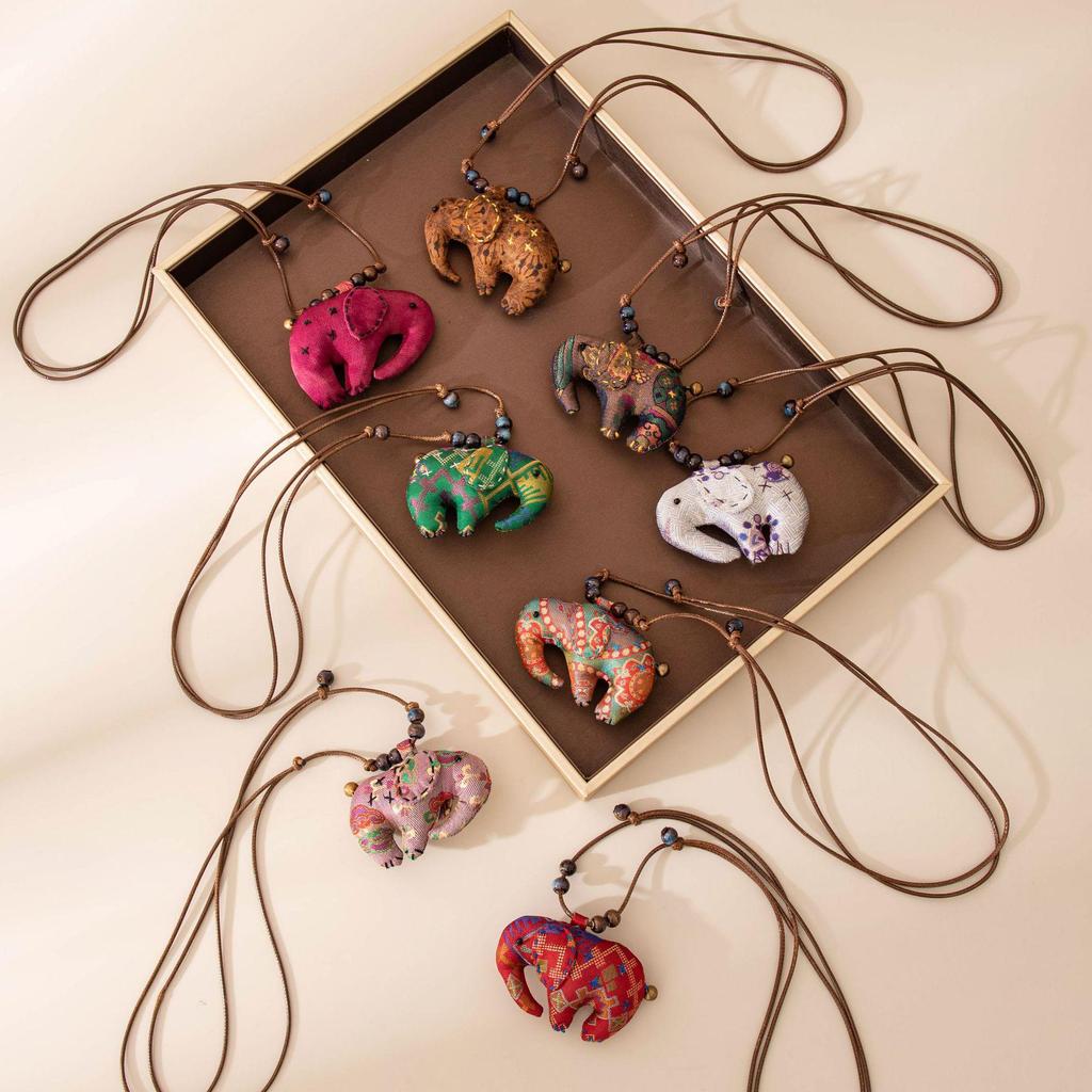 Silk Elephant Pendant Necklace – High-End Chinese Ethnic Design