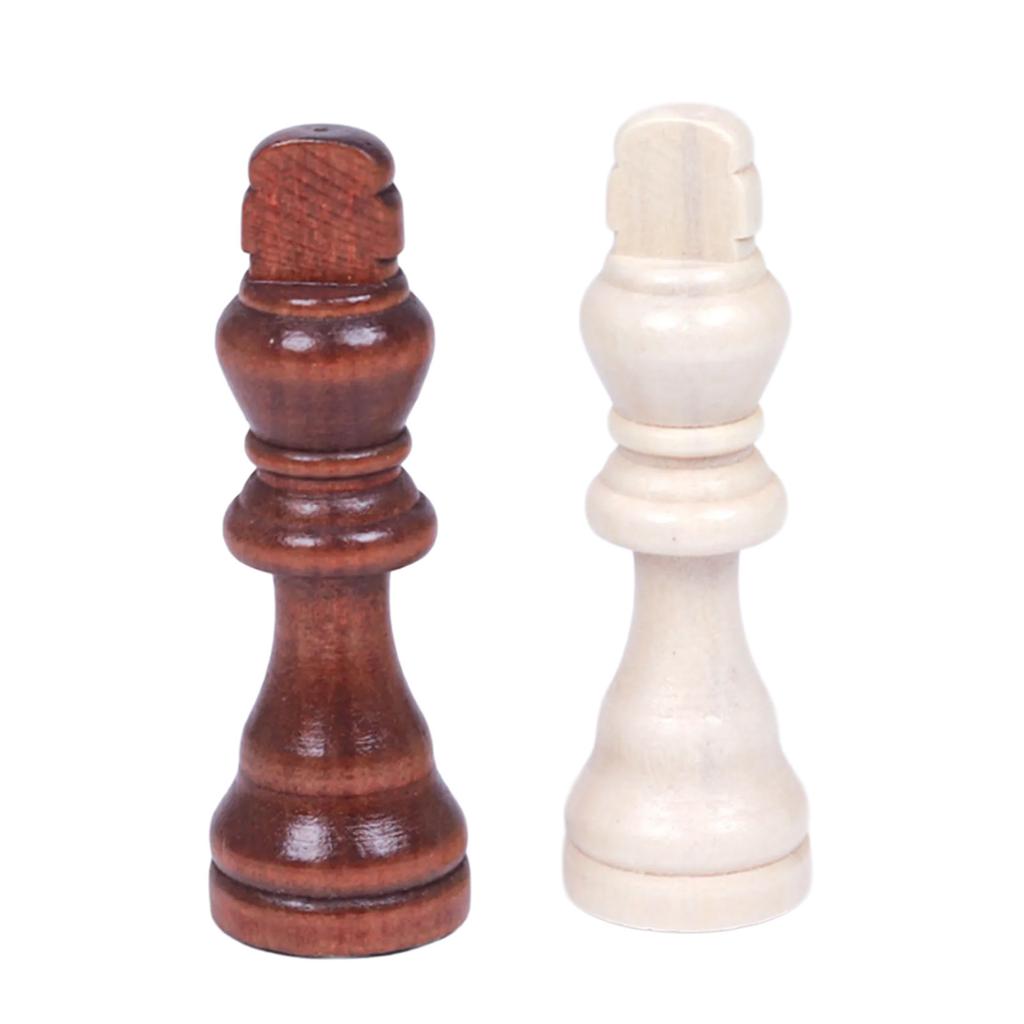 32Pcs Hand Carved Wooden Chess Pieces Portable Tournament Chessmen International Chess Figures for Chess Board Game