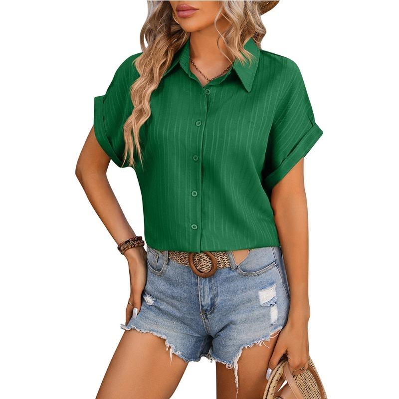 Spring and Summer New Women's Solid Color Simple Off-shoulder Casual Loose Short-sleeved Shirt for Women