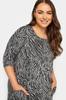 Women's Big Size Dress Plus Size Zebra Patterned Poor Sleeve Crew Neck Dress with Pockets 302869