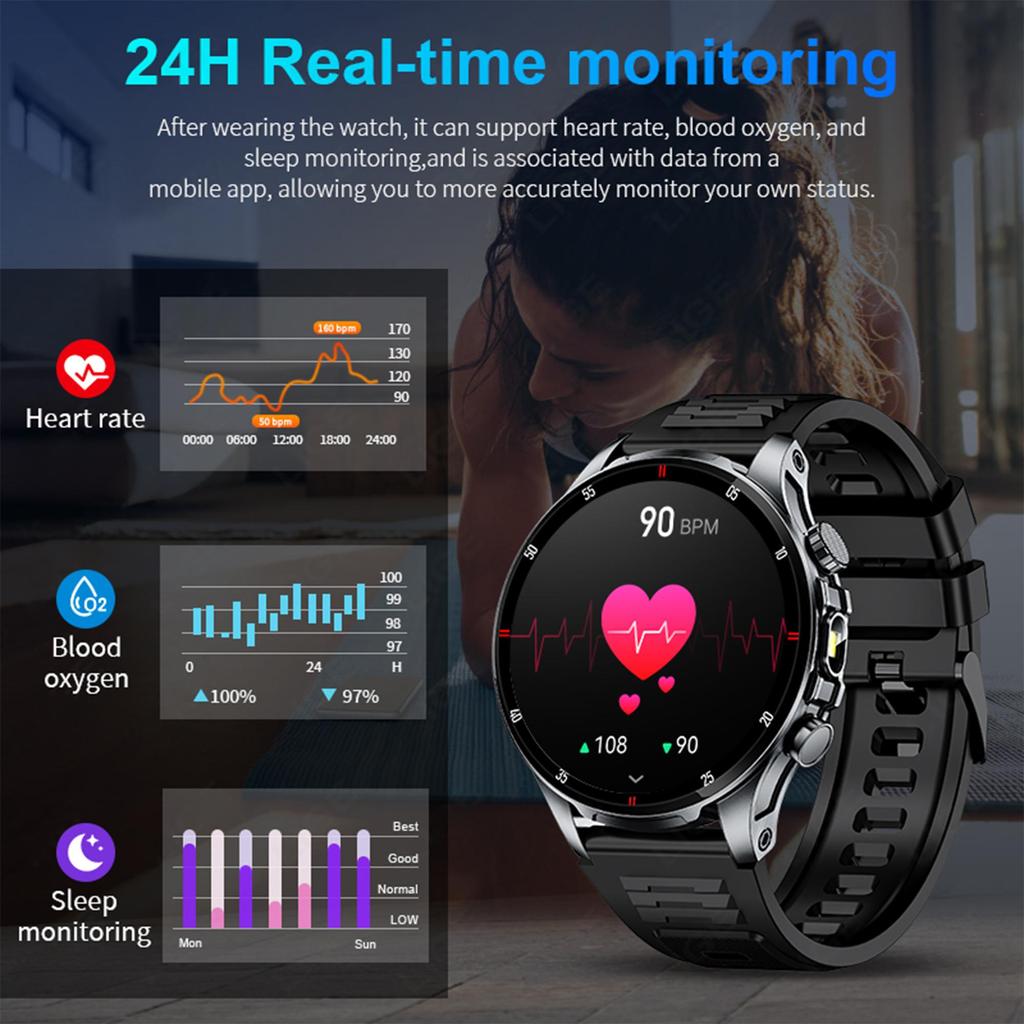 LIGE New Men Smart Watch LED Flashlight BT Call Waterproof Heart Rate Sleep Health Monitoring Fitness Watch