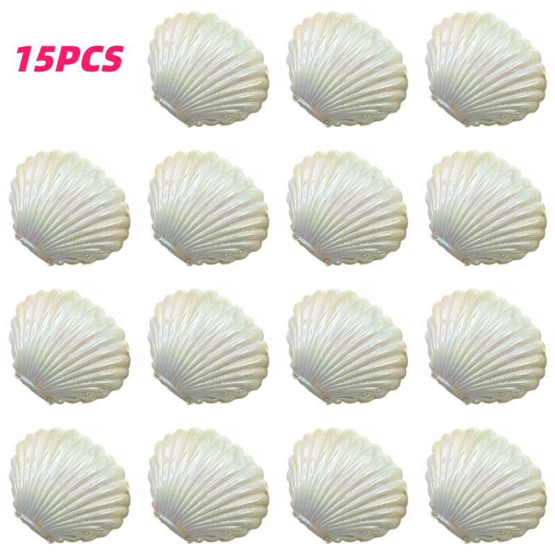 

15pcs Pearl Colored Shell Candy Boxes Mini Plastic Seashell Containers Gift Box for Wedding Party Favors Jewelry Display Boxes 7.5x9x4.5CM