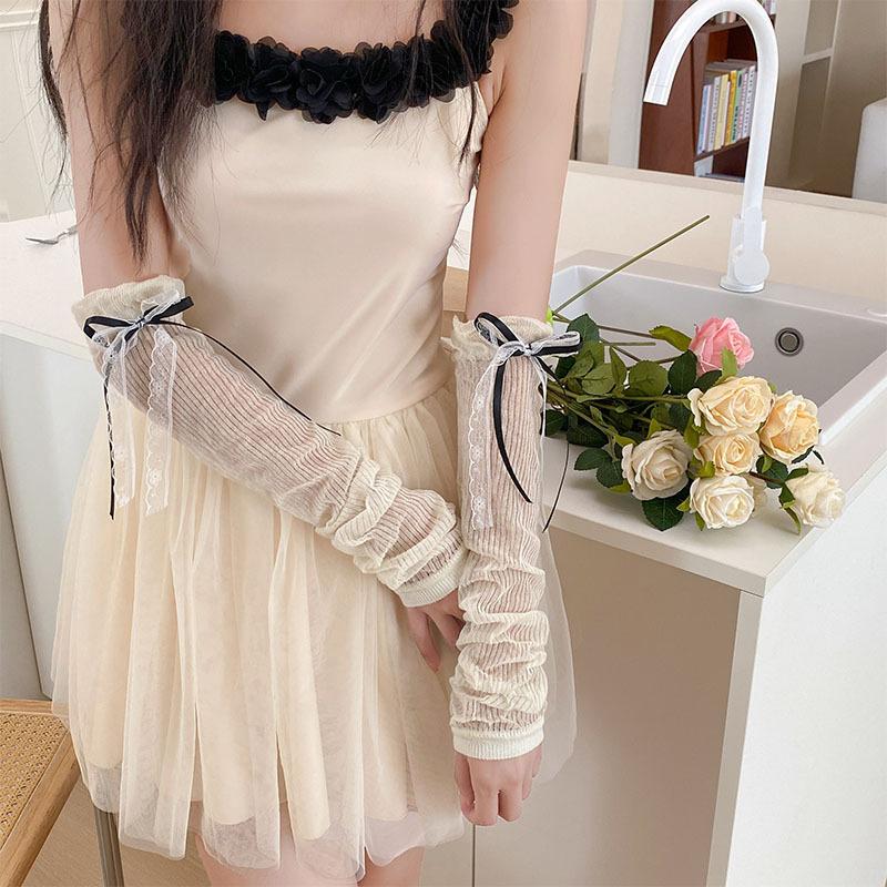 Bowknot Sleeves Bubble Socks Ballet Sleeves Thin Sweet Chic Lolita Calf Socks
