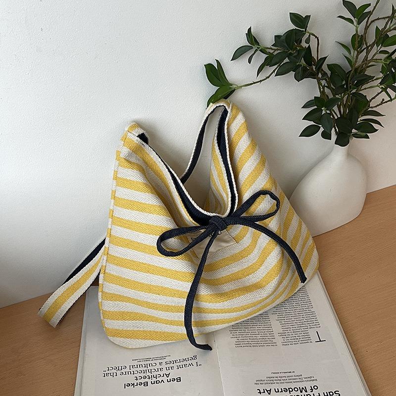 Large-capacity Bag Women's New Summer Versatile Casual Striped Shoulder College Student Class Tote Bag