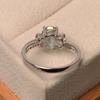 Huajie Women's Exquisite Elliptical Deep Blue Multi-faceted Cut Zircon Rings Shining Wedding Party  Trendy Tide