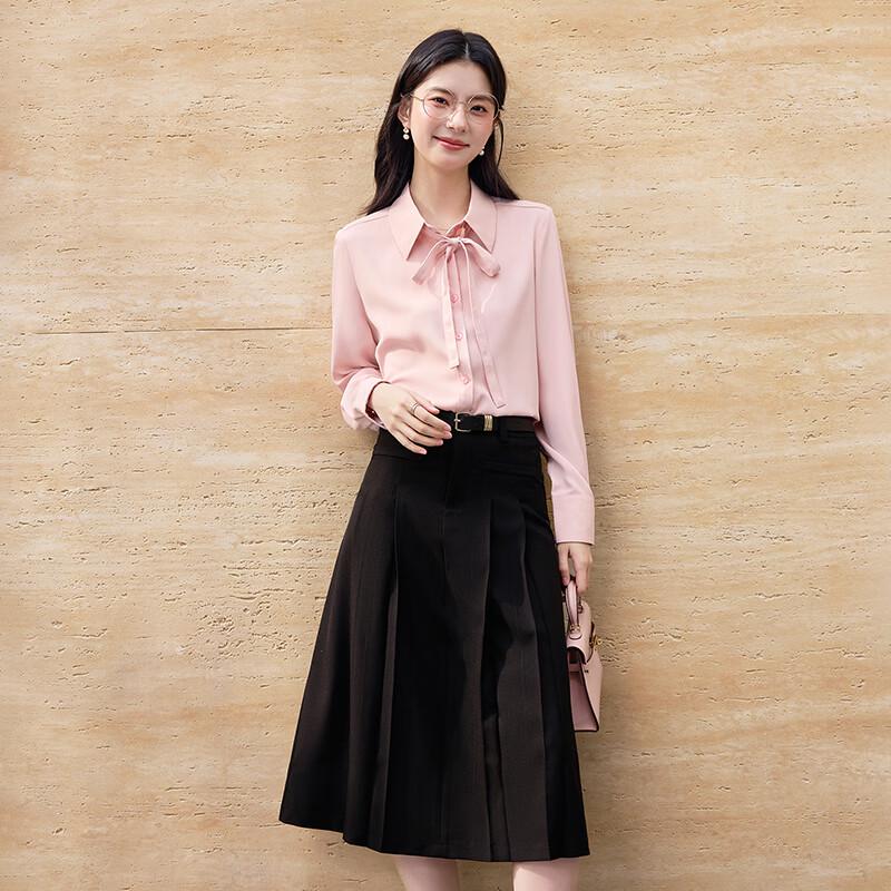 Women's Professional Tie-Neck Long Sleeve Blouse