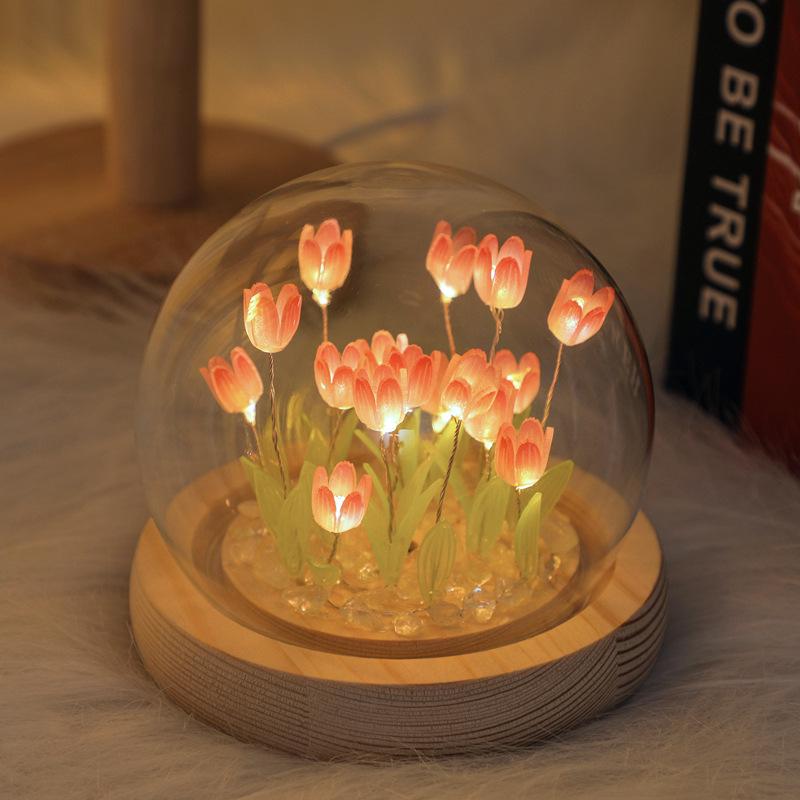 Tulip Night Light DIY Kit: Creative Desktop Ornament Gift for Girls' Bedroom or Valentine's Day