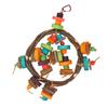 Bird Cage Hanging Ring Toys Fun Colorful Bite Resistance Wooden Parrot Chew Toys for Budgies