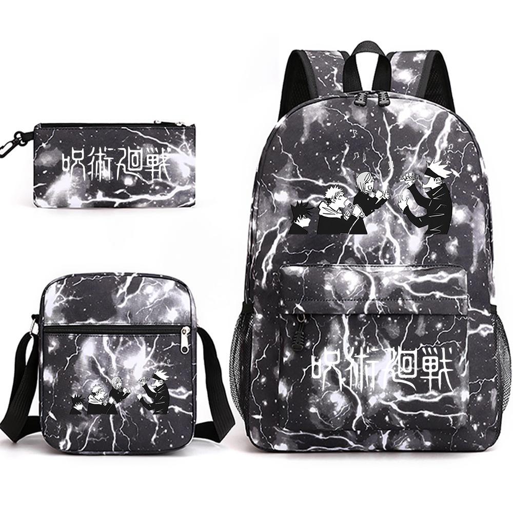 Animation Spell Return To Fight Peripheral Printing Student Schoolbag Backpack Shoulder Pencil Bag 3-Piece Set