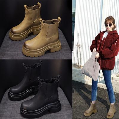 Botas Martin de suela gruesa con aumento de altura interior para mujer, otoño e invierno, nuevo casual de moda, estilo británico, de un pedal, versátiles, tipo chimenea para mujer