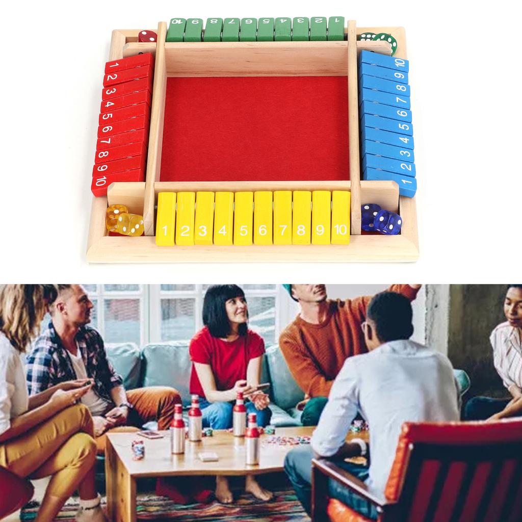 Wooden Dice Board Game Home Pub Holiday Party 4 Players Family Table Math Games for Adults Kids
