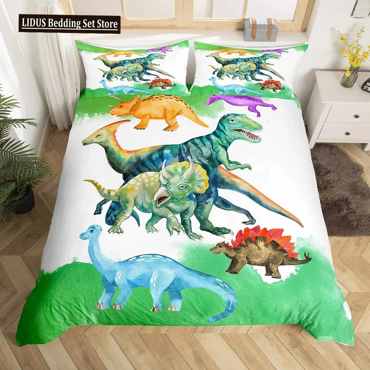 

3D Dinosaur Duvet Cover Set Queen Size For Boys Dinosaur Bedding Set T-Rex Dinosaur Comforter Cover Bed Set Home Decor For Teens EU Single(135*200cm)3pcs
