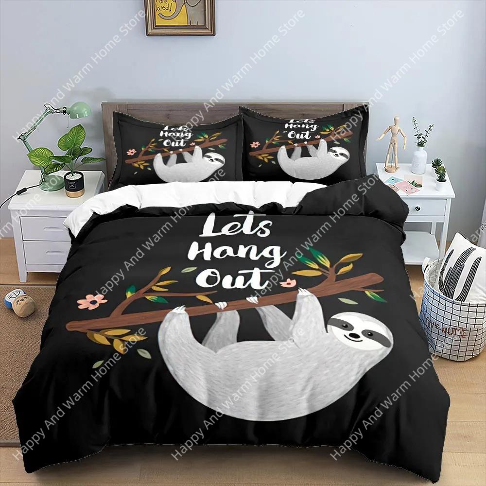 Carton Sloth Soft Duvet Cover King Quen Funy Animal Beding Set For Young Boys Wildlife Polyester Comfortable Quilt Cover Young Boys Birthday Gifts