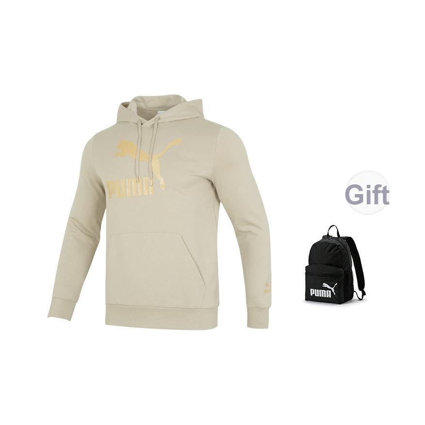 Puma Letter Logo Printed Hooded Casual Long Sleeve American Vintage Sweatshirt Unisex Sweatshirt Gray Earth 625822-90