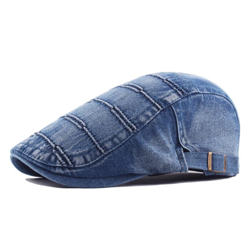 Washable Denim Duckbill Cap: Unisex Flat Cap & Newsboy Beret